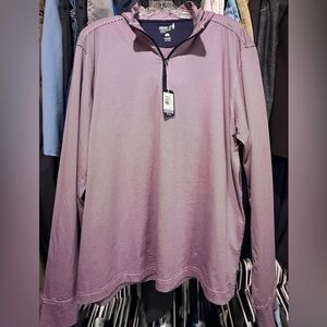 New With Tags johnnie-O Navy and Pink Striped Quarter-Zip Size Large